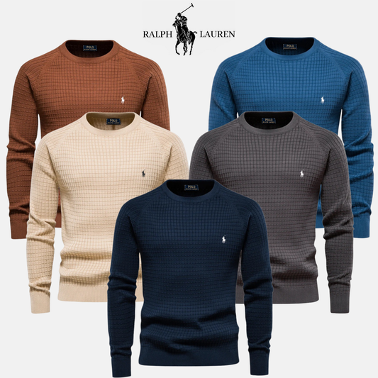 R&L Heritage Cotton Textured Crew Neck Jumper