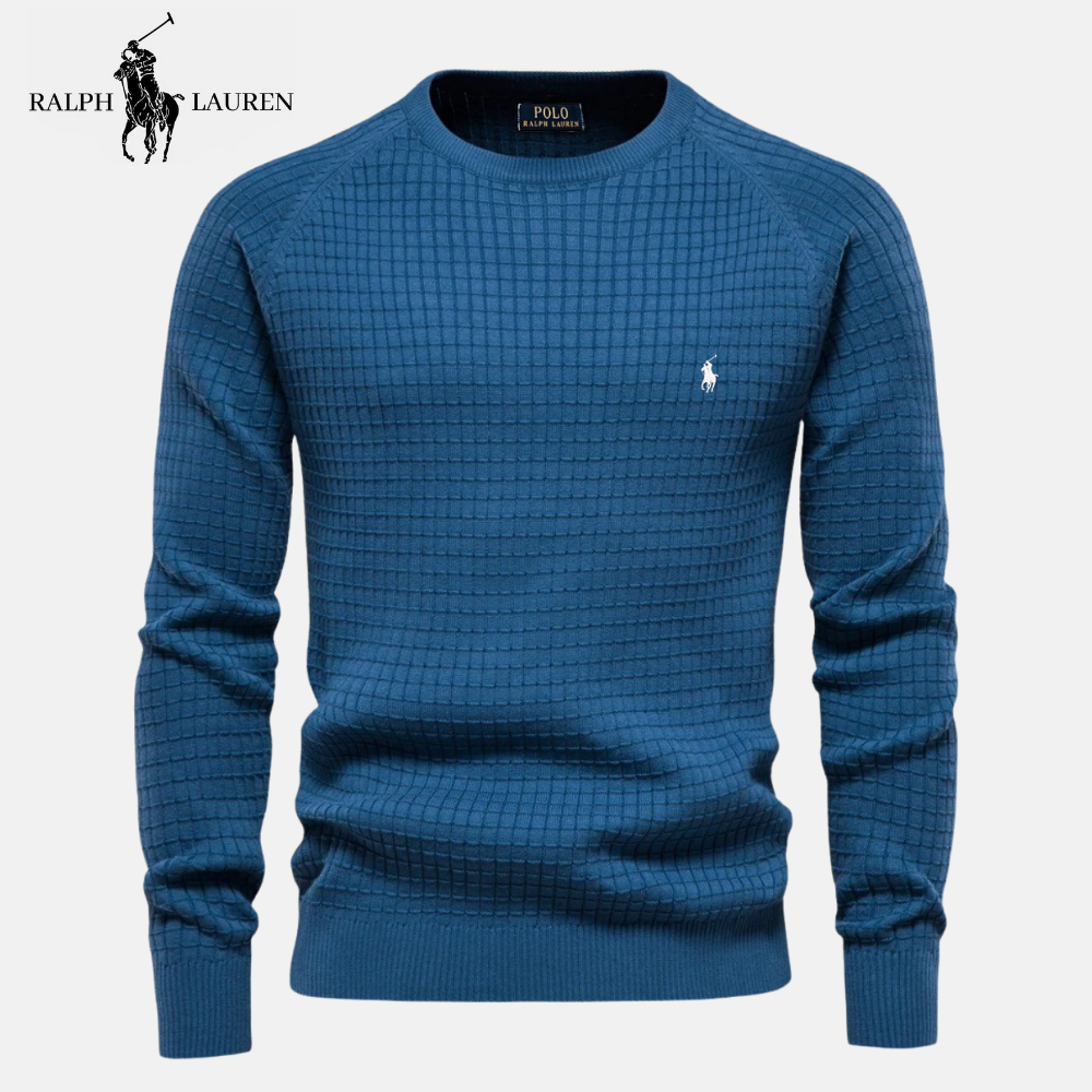R&L Heritage Cotton Textured Crew Neck Jumper
