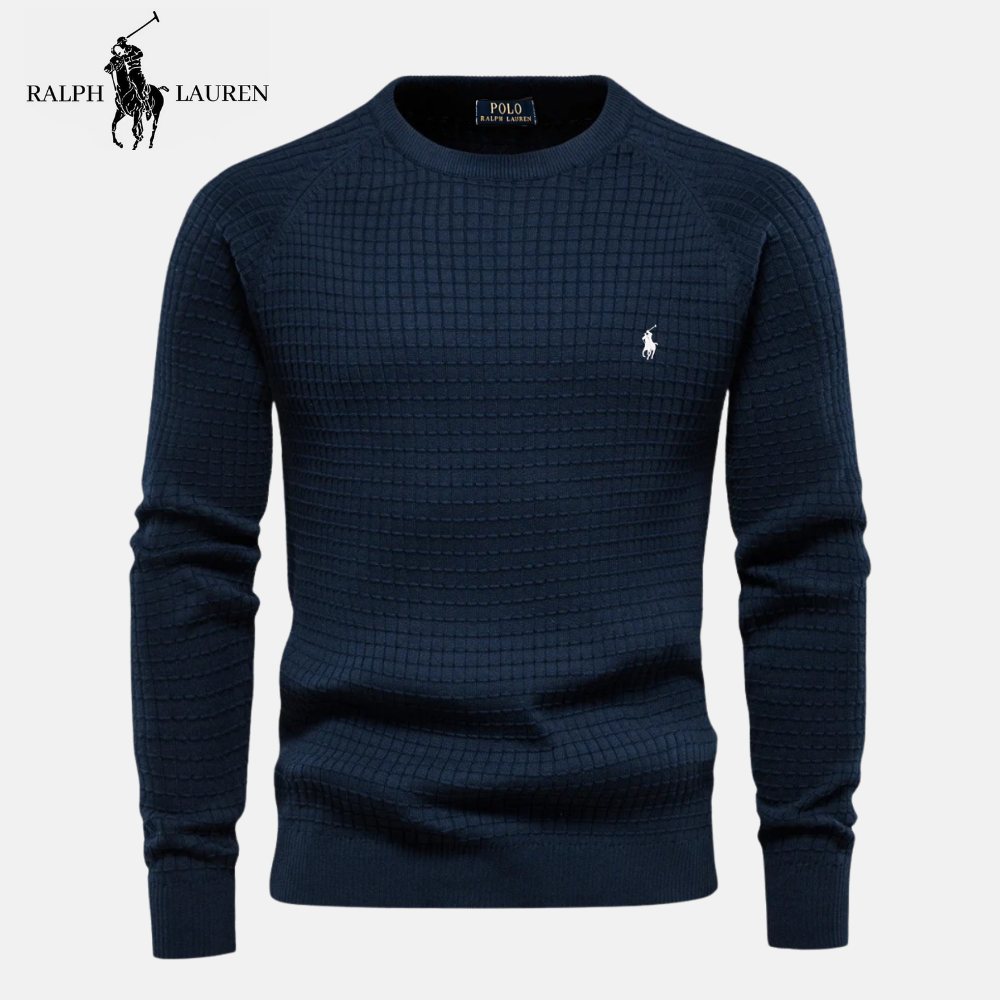 R&L Heritage Cotton Textured Crew Neck Jumper