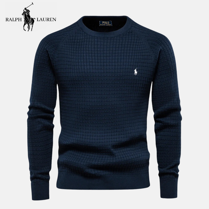 R&L Heritage Cotton Textured Crew Neck Jumper