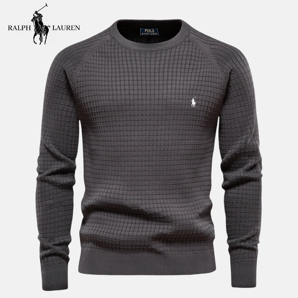 R&L Heritage Cotton Textured Crew Neck Jumper