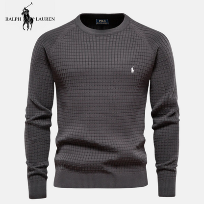 R&L Heritage Cotton Textured Crew Neck Jumper