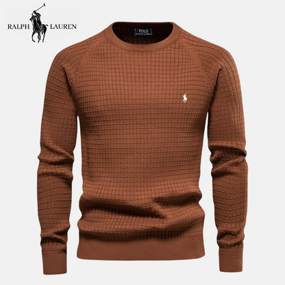 R&L Heritage Cotton Textured Crew Neck Jumper