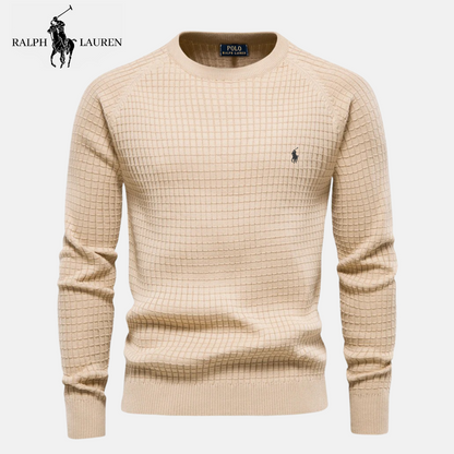 R&L Heritage Cotton Textured Crew Neck Jumper